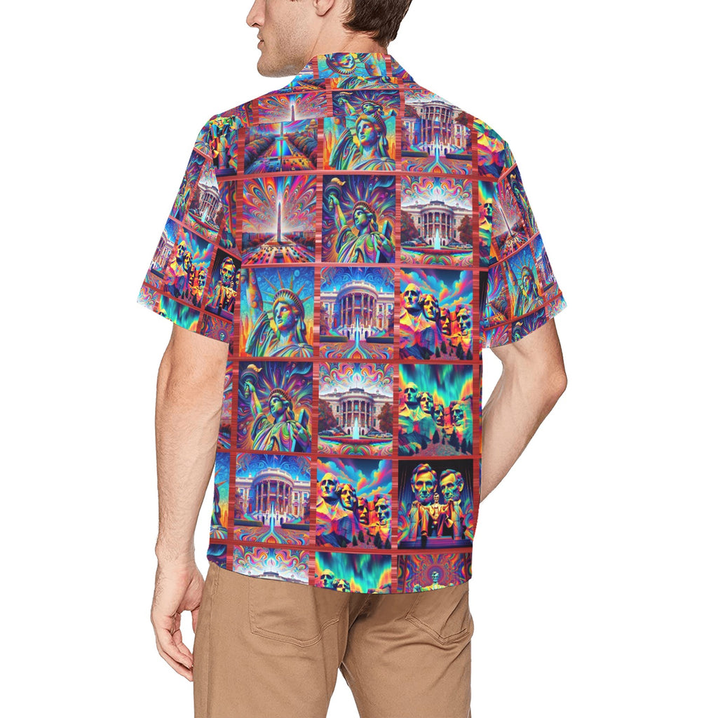 “Monumental Psychedelia” Men’s Lounge Shirt Sizes S to 5XL