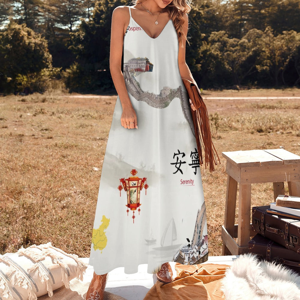"Great Wall" Sling Ankle Long Dress