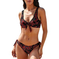 "Red Feathers in Black" Bikini Swimsuit
