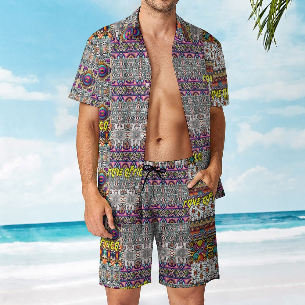 Conjunto rave para hombre “Rave Africa”: camisa y pantalones cortos