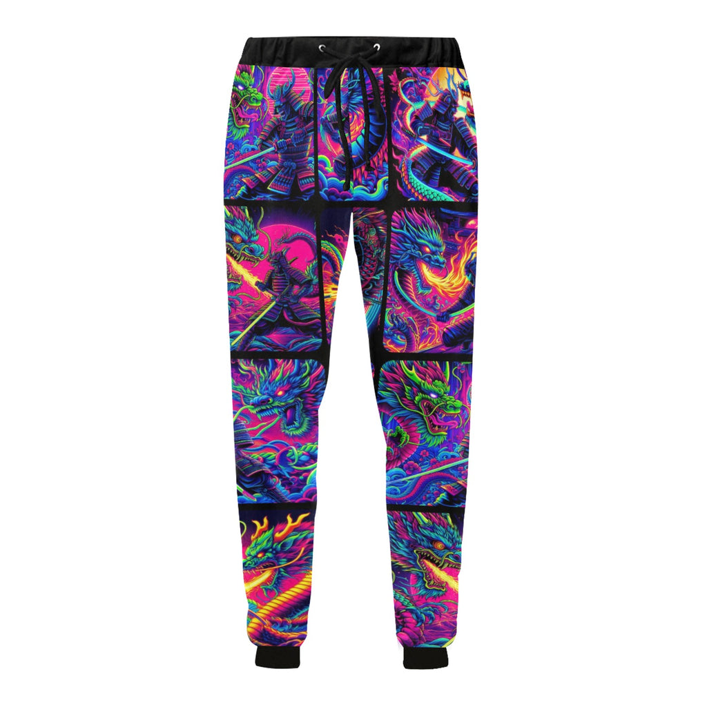 “Psychedelic Samurai Fighting Dragons” Men’s Joggers