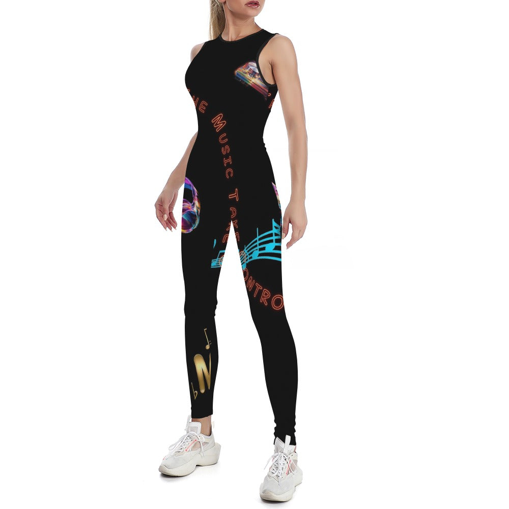 “Let the Music Take Control” Women’s Long Sleeveless Bodysuit