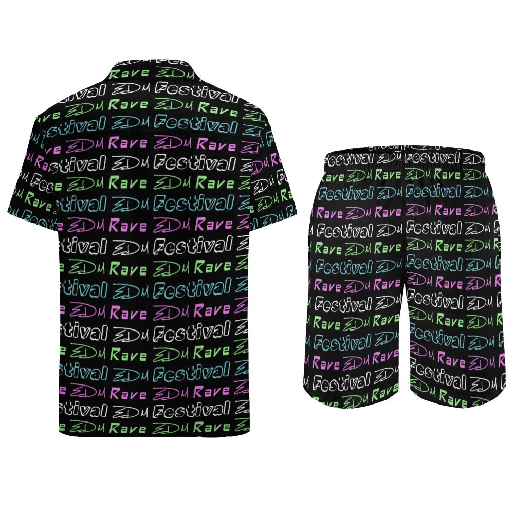 “EDM Rave Festival” Men’s Rave Outfit – Lounge Shirt and Beach Shorts