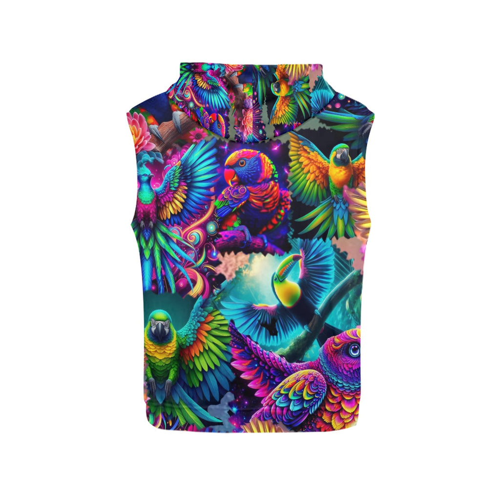 “Neon Aviary” Men's Sleeveless Hoodie