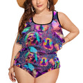 "Fire and Gold" Split Women's Swimsuit Plus Size
