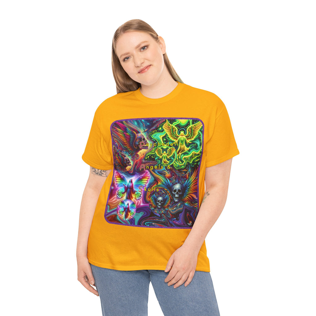 “Psychedelic Angels & Skulls” Heavy Cotton Tee