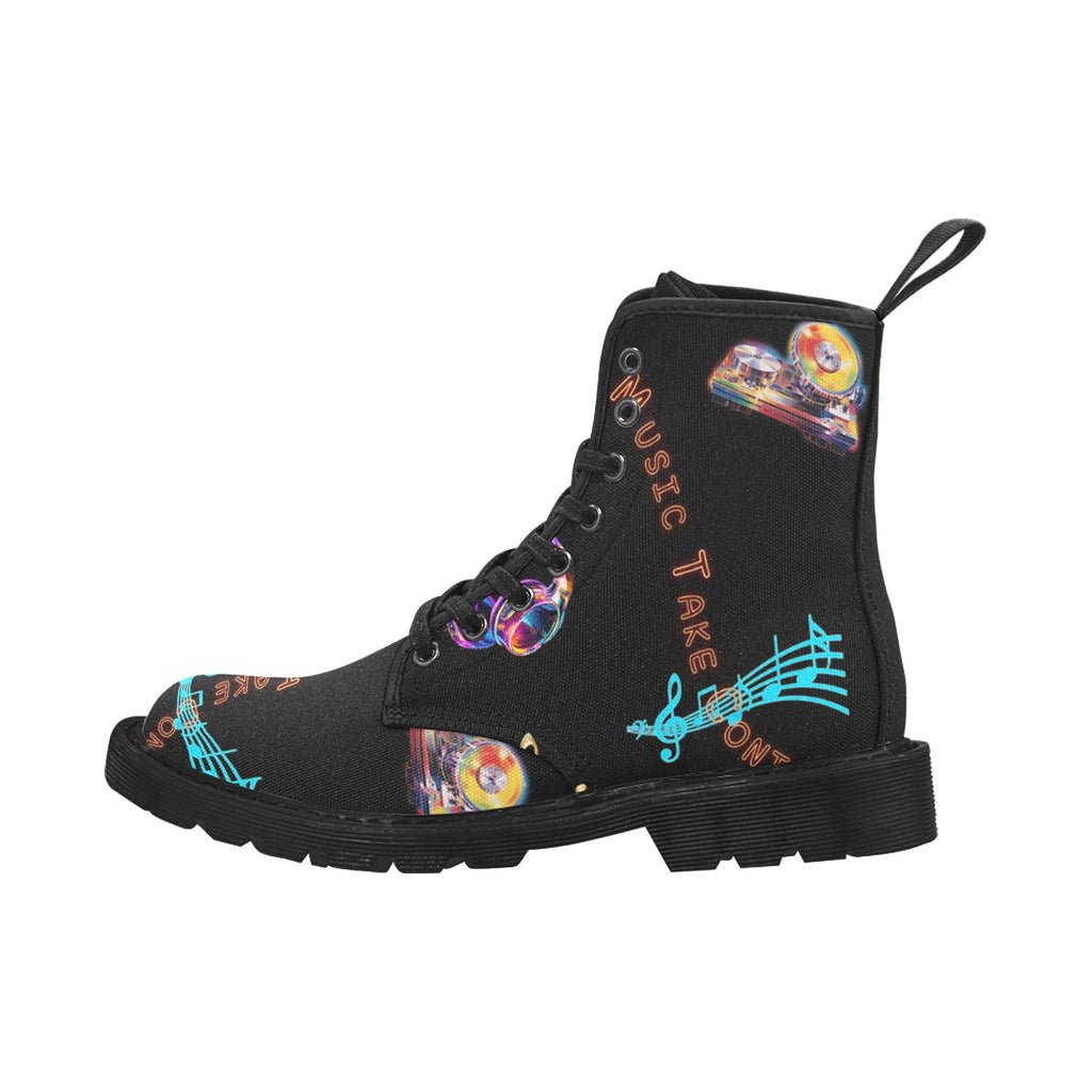 “Let the Music Take Control” " Women's Lace Up Canvas Boots