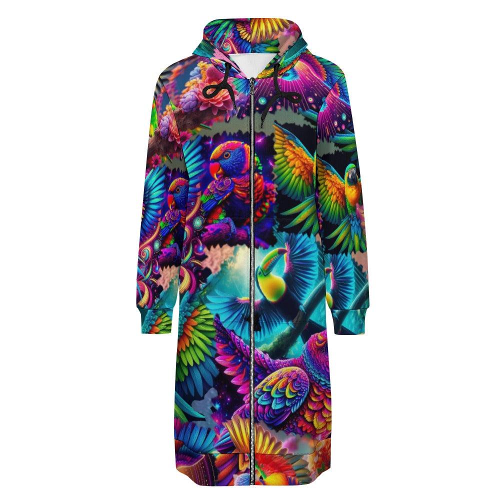 “Neon Aviary” Women's Long Hoodie