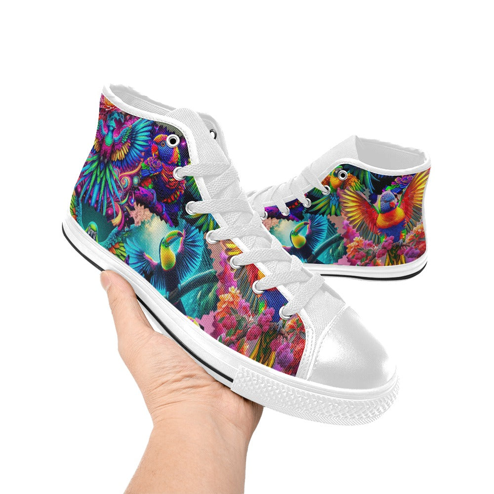 “Neon Aviary” Men’s Aquila High Top Canvas Shoes