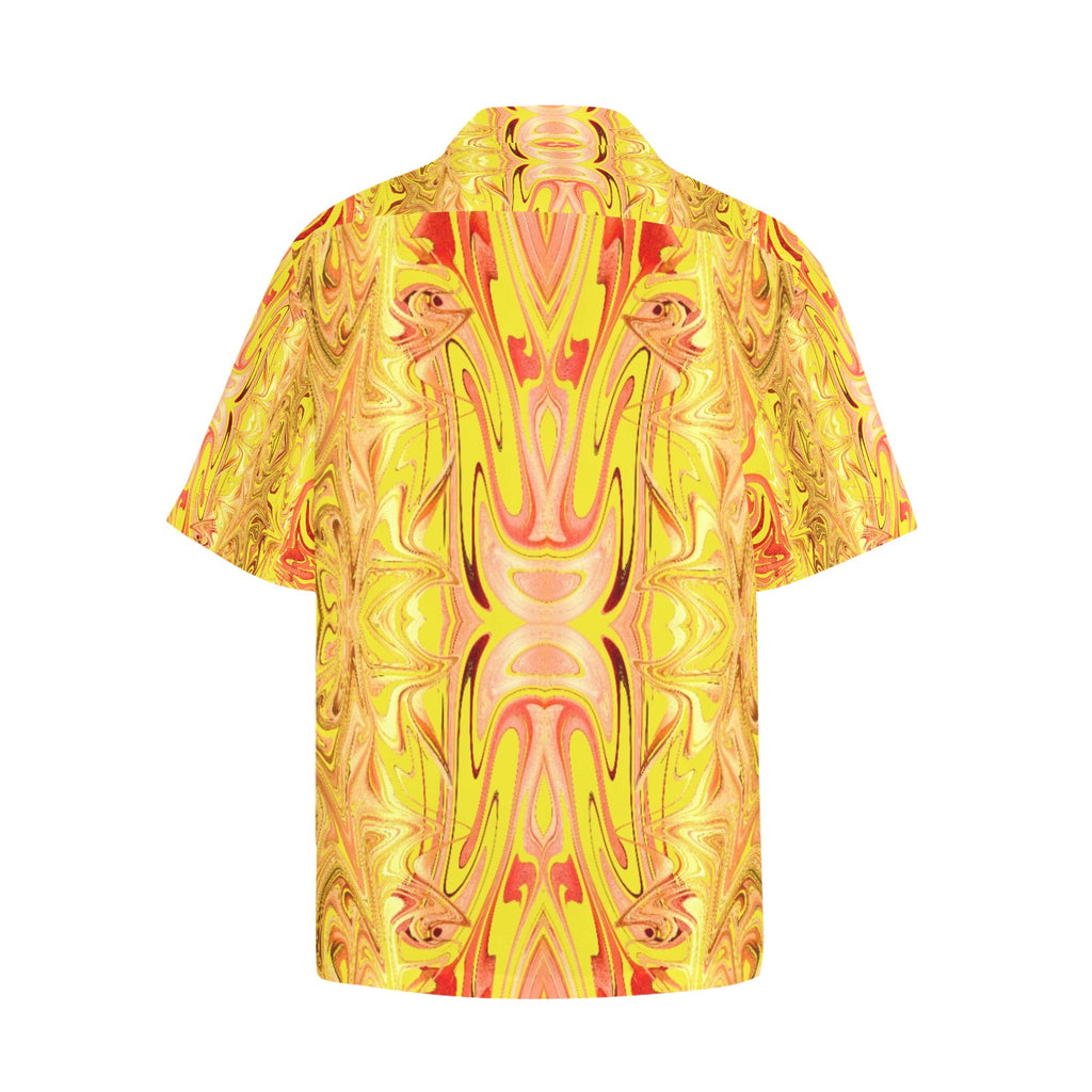 “Fire and Gold” Men’s Designer Lounge Shirt with Pocket – 90 Degree Yellow