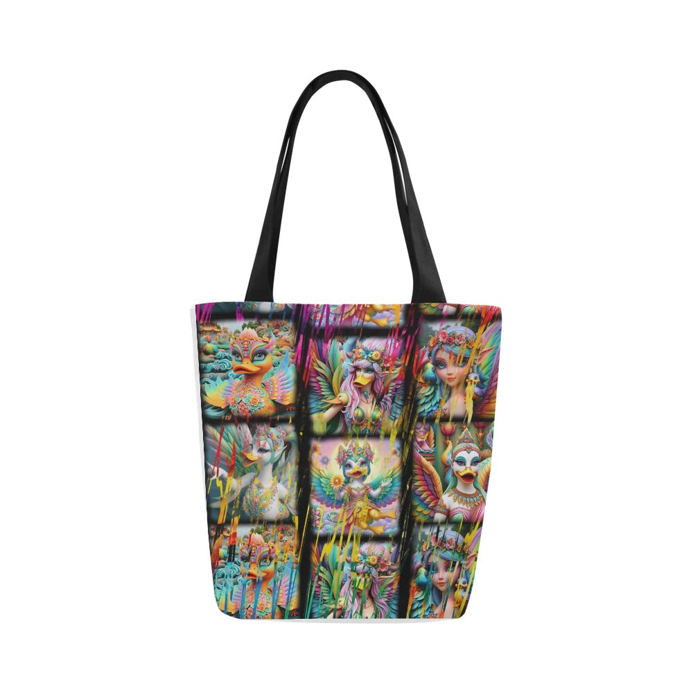 “Duck Fairies in a Storm of Colors” Canvas Tote Bag - Large