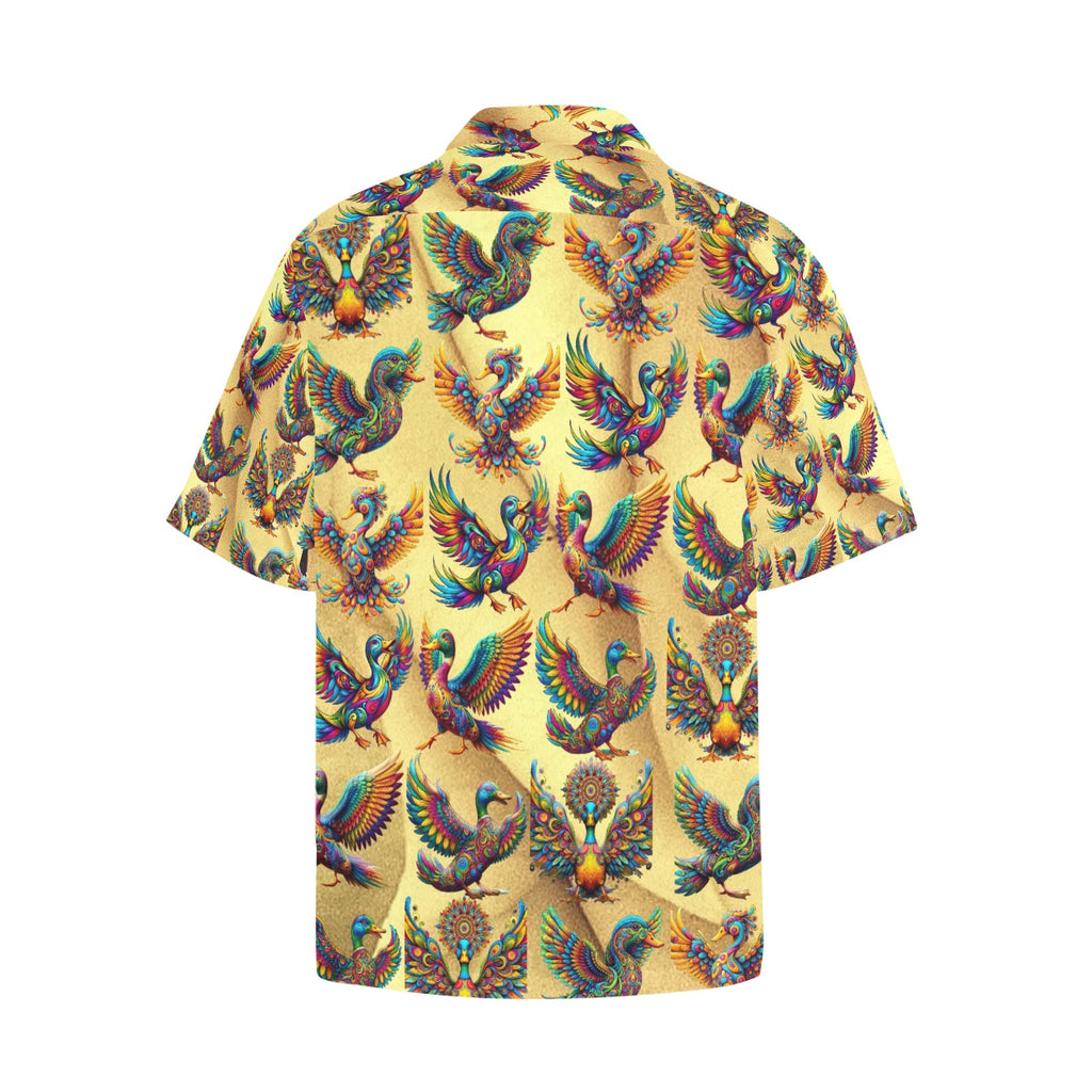 “Psychedelic Ducks on Gold” Men’s Lounge Shirt