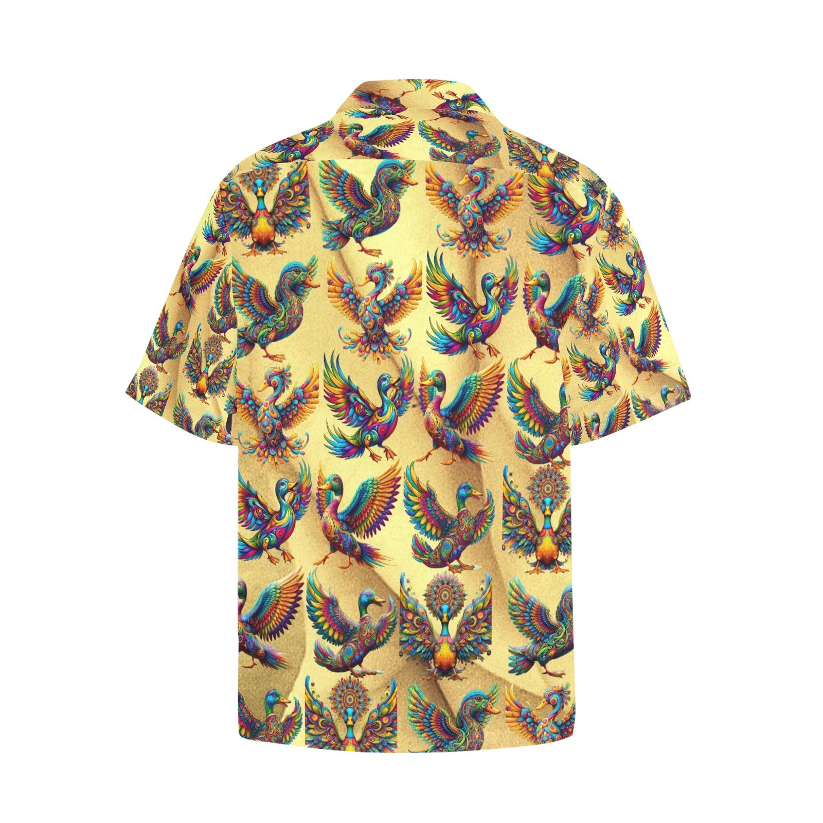 “Psychedelic Ducks on Gold” Men’s Lounge Shirt
