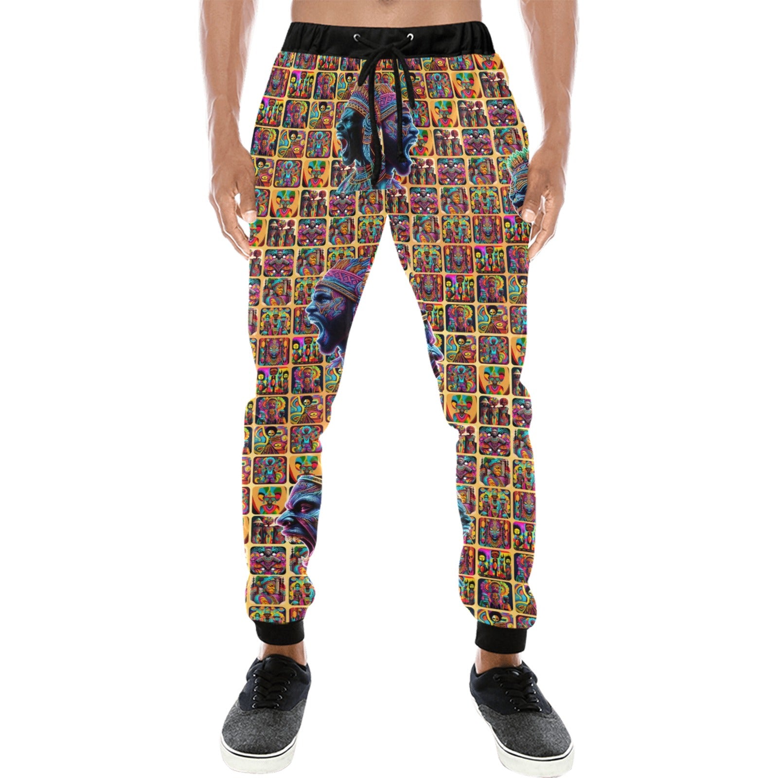 "Screaming African Warriors Surrounded” Men’s Joggers