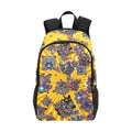 “Psychedelic Cats on Motorcycles” – Sunburst - &nbsp;Fabric Backpack with Side Mesh Pocket - 3 Wild Prints
