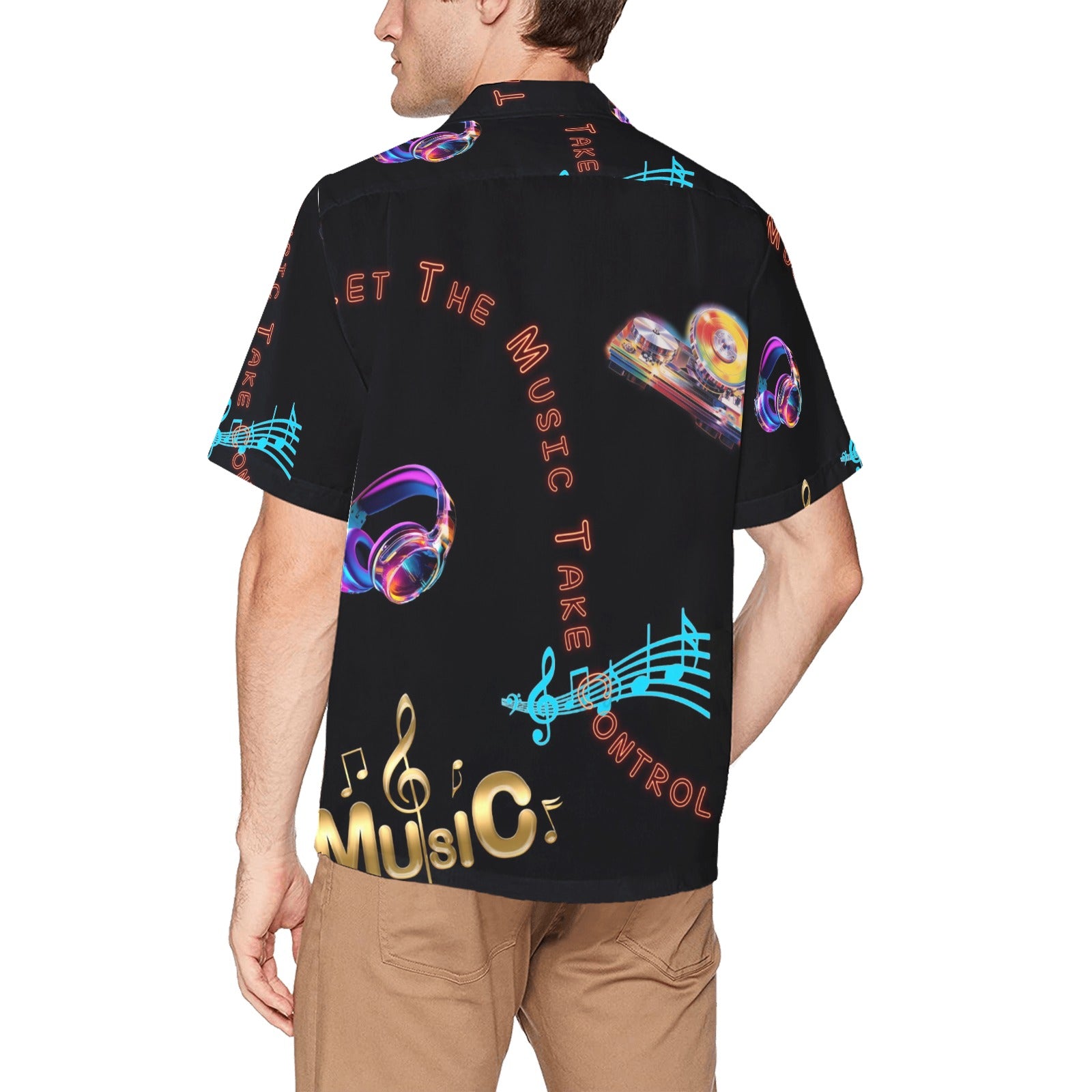 “Let the Music Take Control” Men’s Lounge Shirt with Pocket