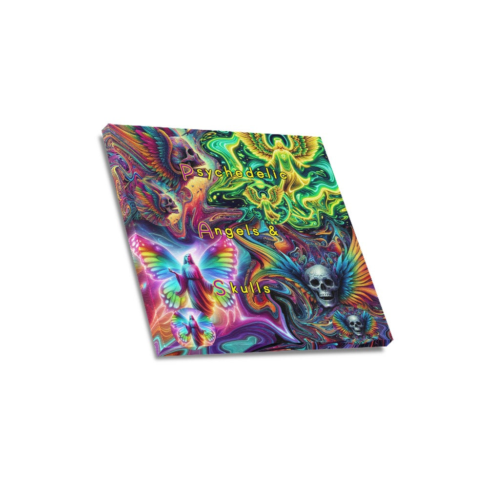 Psychedelic Angels & Skulls” " Canvas Wall Hanging 16” X 16”