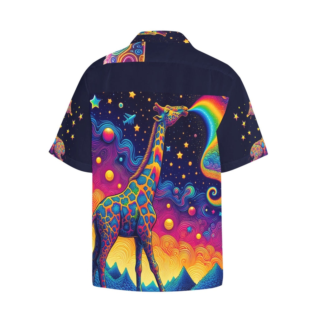 “Psychedelic Giraffes Kiss the Stars” Men’s Lounge Shirt