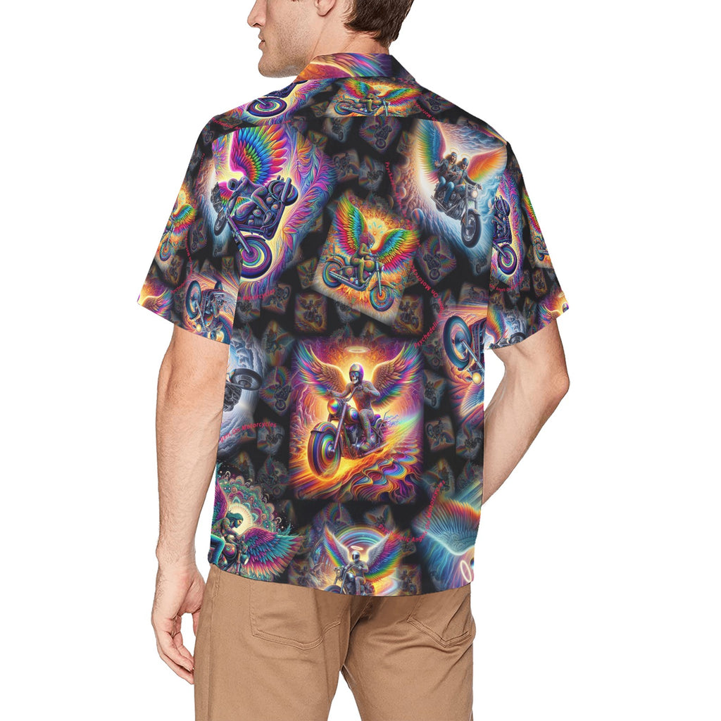 “Psychedelic Angels on Motorcycles“ Men’s Lounge Shirt – Sizes S- 5XL