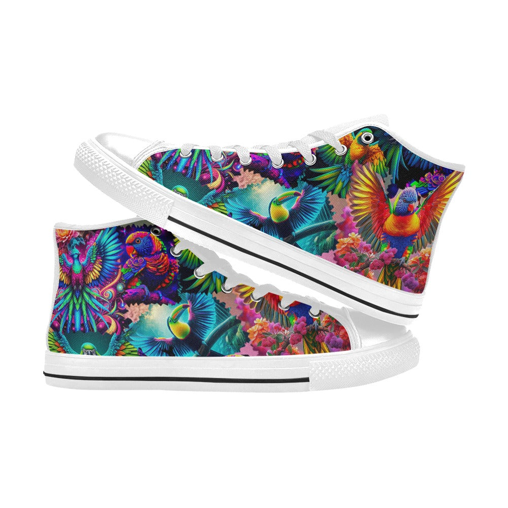 “Neon Aviary” Men’s Aquila High Top Canvas Shoes