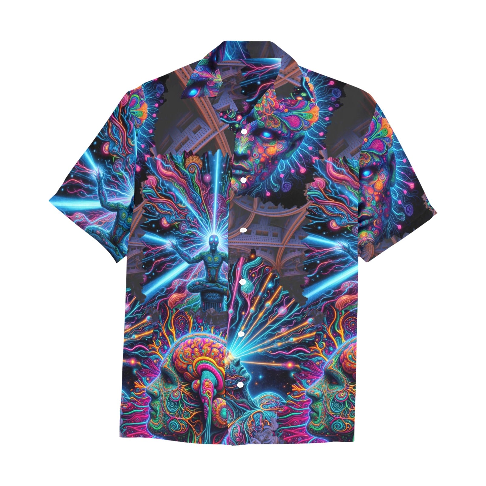 "Neon Neuron Men Connecting” Men’s Festival Lounge Shirt