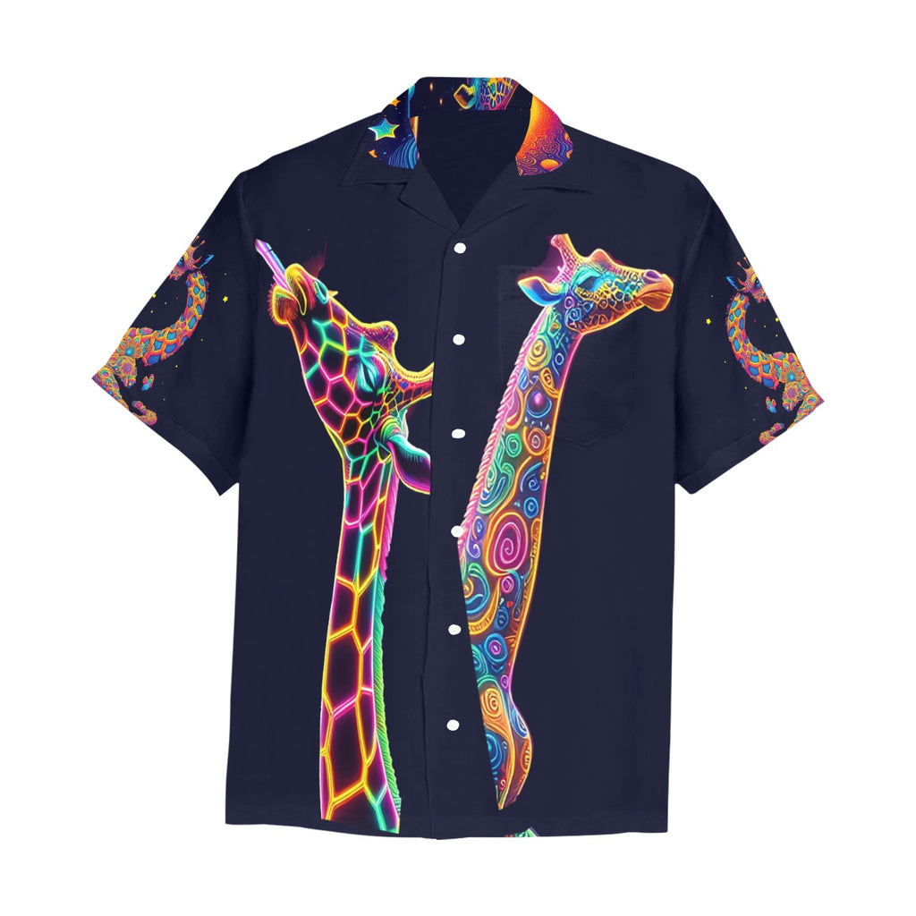 “Psychedelic Giraffes Kiss the Stars” Men’s Lounge Shirt