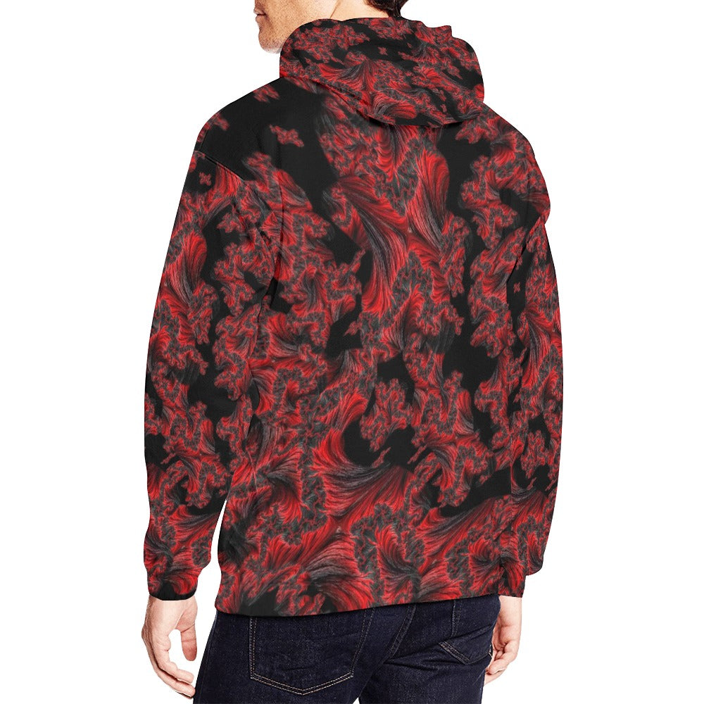 "Crazy Red Feathers in Black" Men’s Hoodie