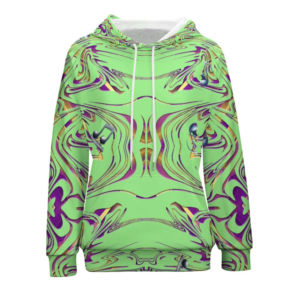 “Music Mind Rave in Purple and Gold” Women’s Dropped Sleeve Hoodie