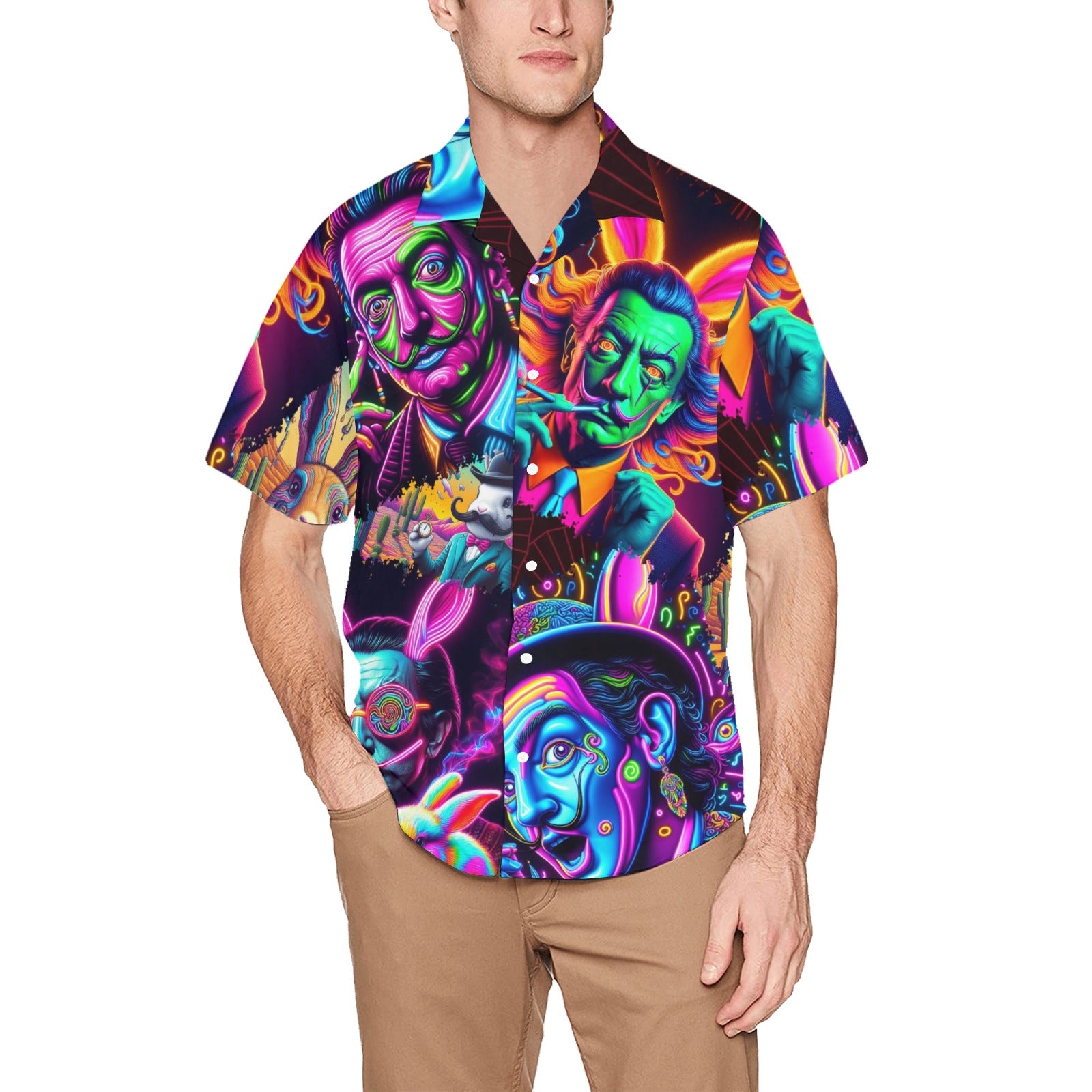 “Psychedelic Toking Salvadore Dali Rabbit Man” Men’s Lounge Shirt