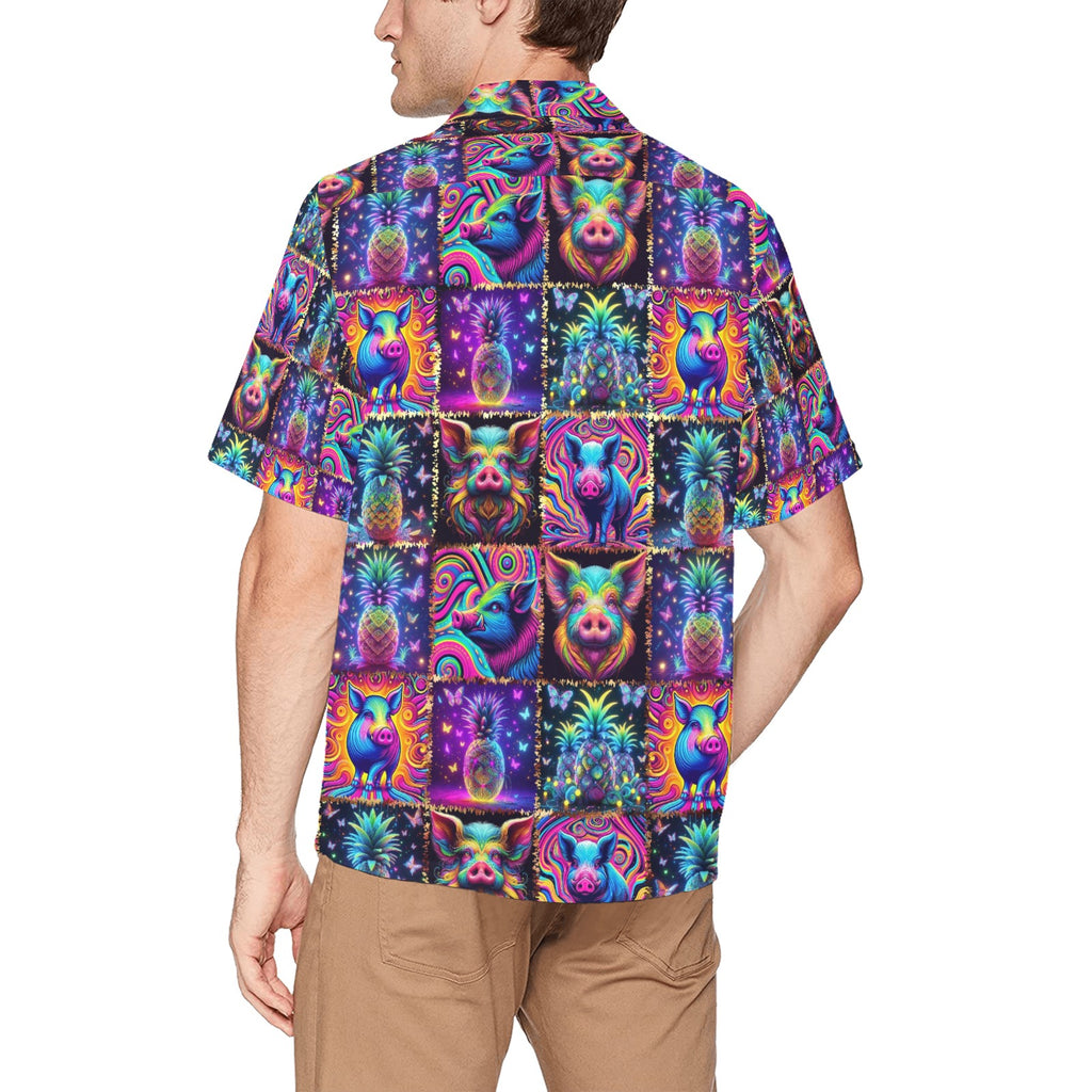 “Psychedelic Pigs and Pineapples” Men’s Lounge Shirt