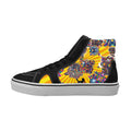 "Psychedelic Cats on Motorcycles" Women's High Top Canvas Shoes - Sunburst