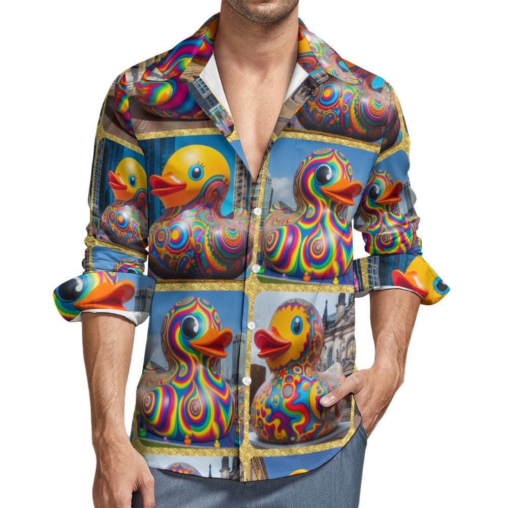 “Psychedelic Rubber Ducky” Lounge Shirt – Long Sleeve One Pocket