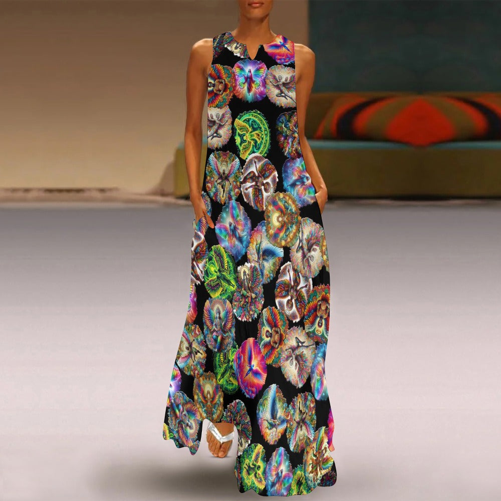 "Angels Round High" Sleeveless Long Dress