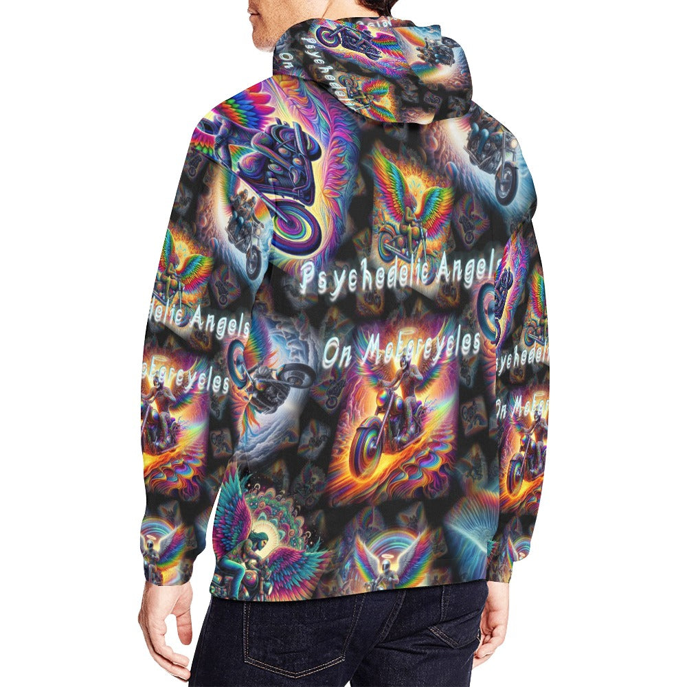 “Psychedelic Angels on Motorcycles“ Men's Hoodie – Sizes S- 4XL