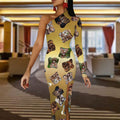 "Mushroom Fashion Show" Half Sleeve Slit Dress