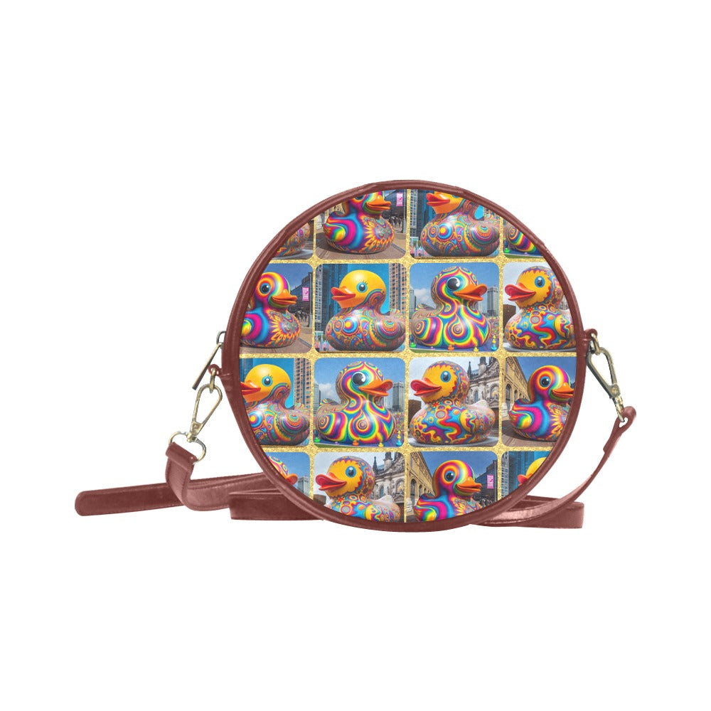 “Psychedelic Rubber Ducky” - Round Messenger Bag