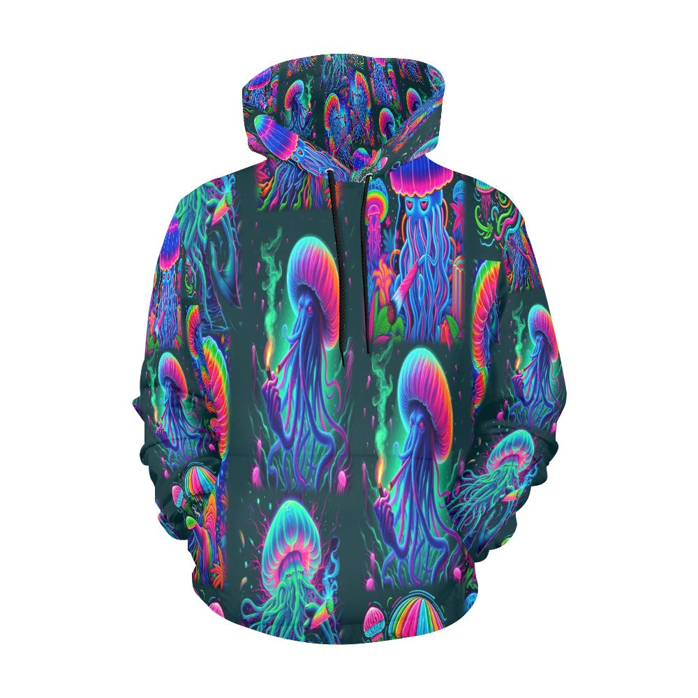 “Psychedelic Toking Jellyfish“ Men's Hoodie – Sizes S- 4XL