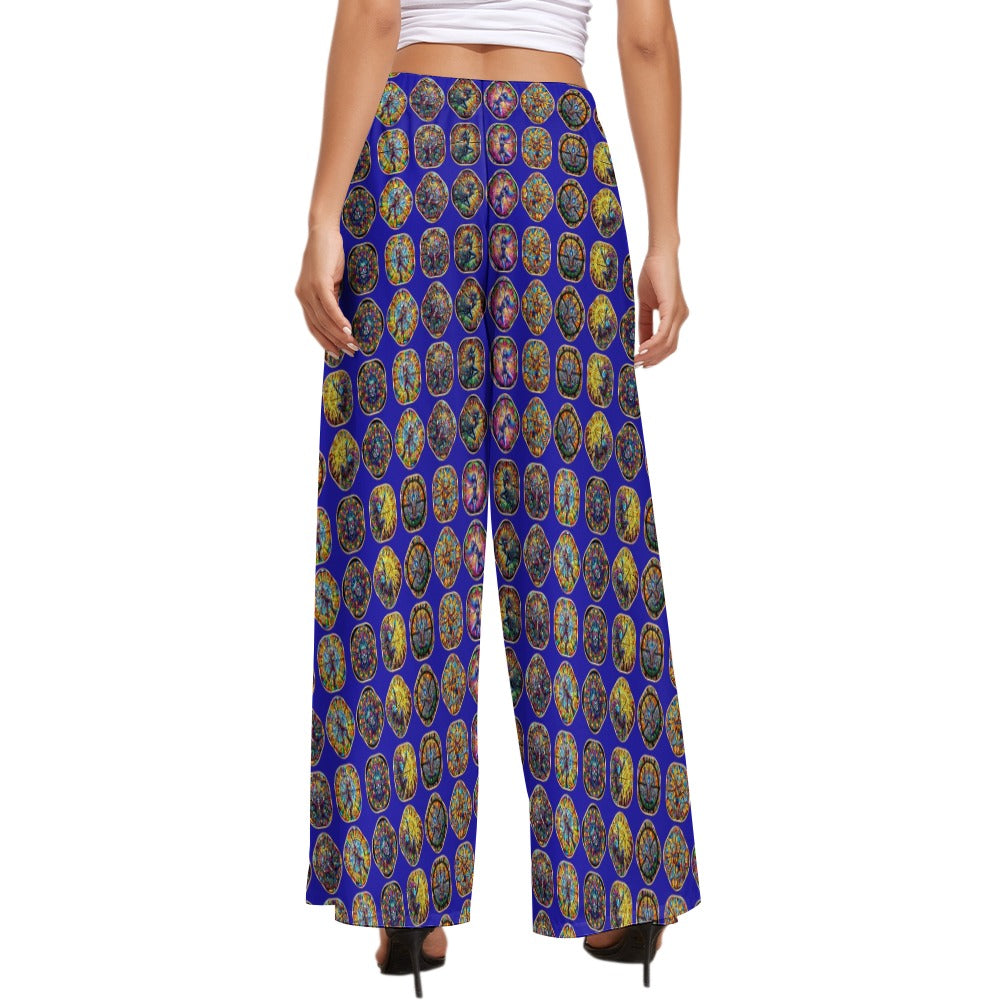"Stained Glass Psychedelic Ravers” Women’s Extra Wide Leg Pants