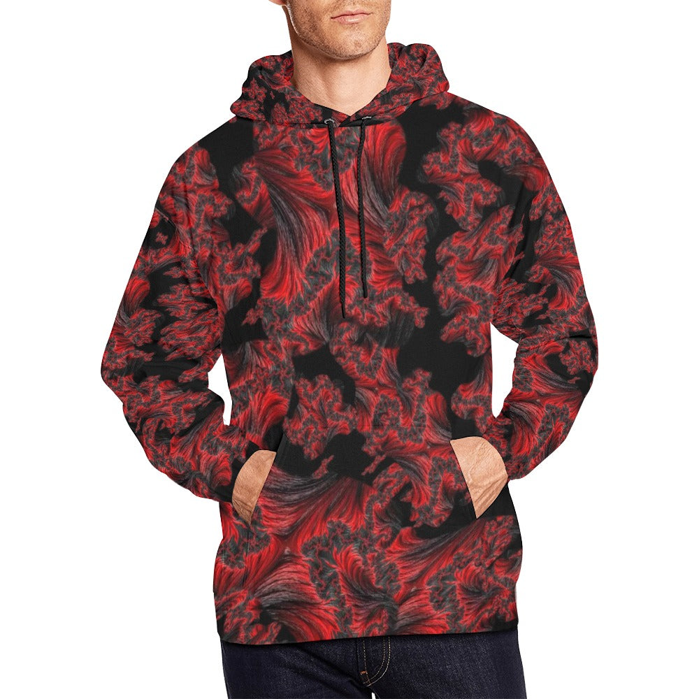 "Crazy Red Feathers in Black" Men’s Hoodie