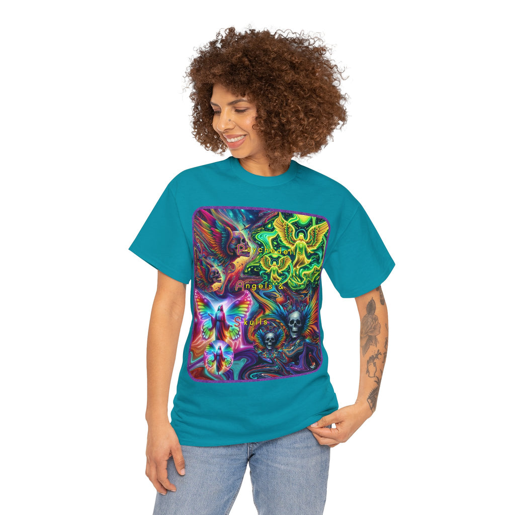 “Psychedelic Angels & Skulls” Heavy Cotton Tee