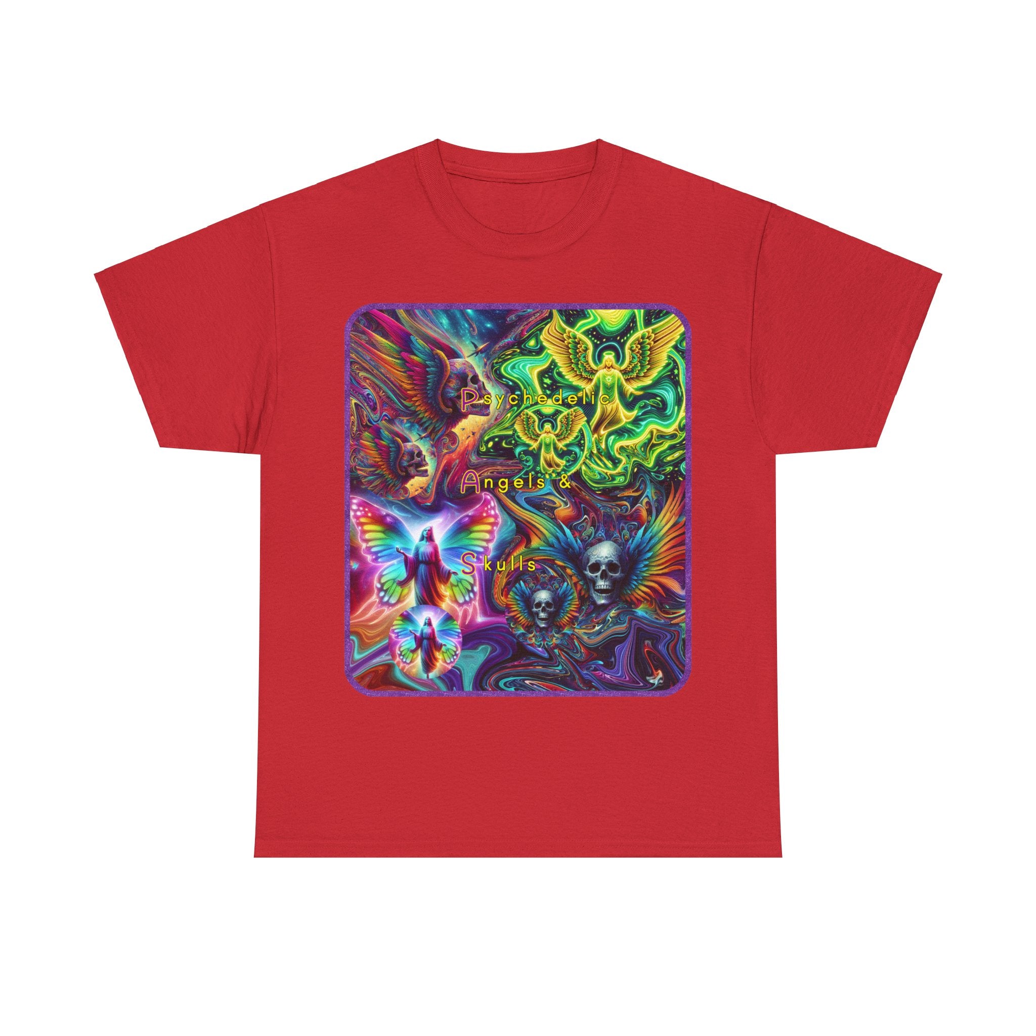 “Psychedelic Angels & Skulls” Heavy Cotton Tee