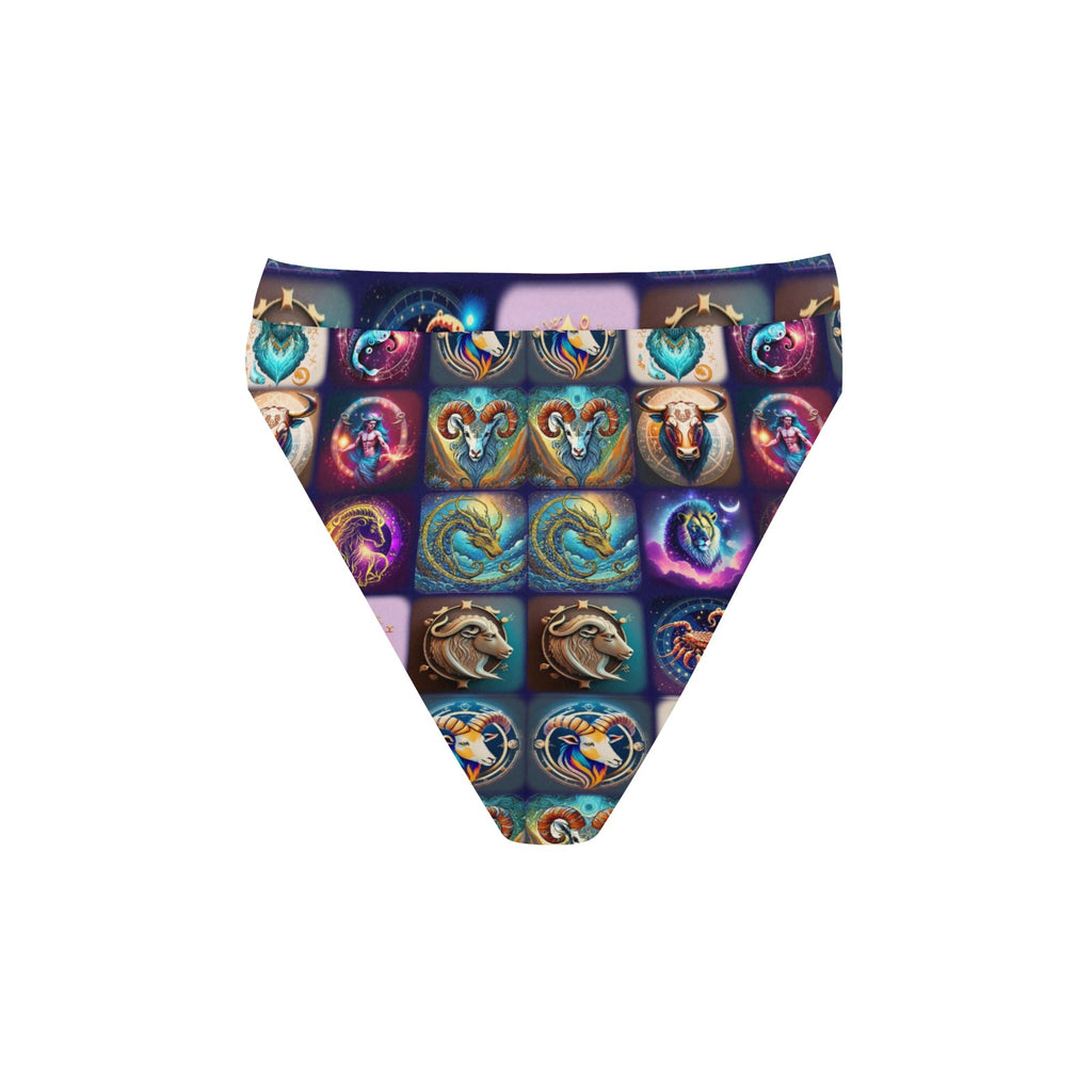 "Zodiac Aligned” High-Waisted High V-Cut Bikini Rave Bottom -  Sizes XS – 5XL