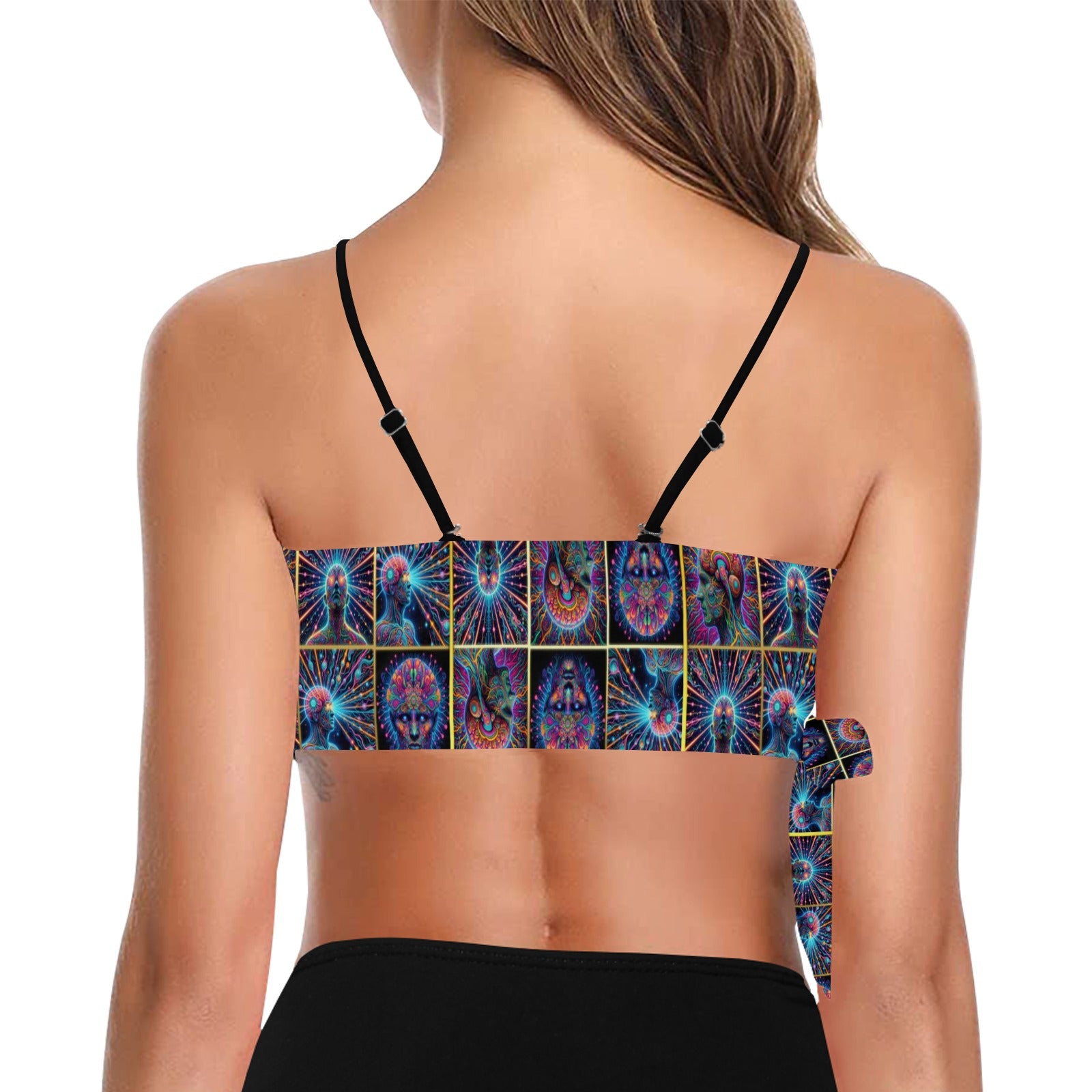 "Neon Neuron Men Emissions” Festival Side Knot Bikini Top