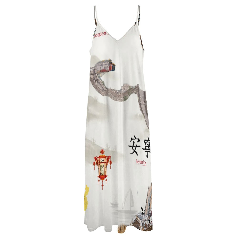 "Great Wall" Sling Ankle Long Dress