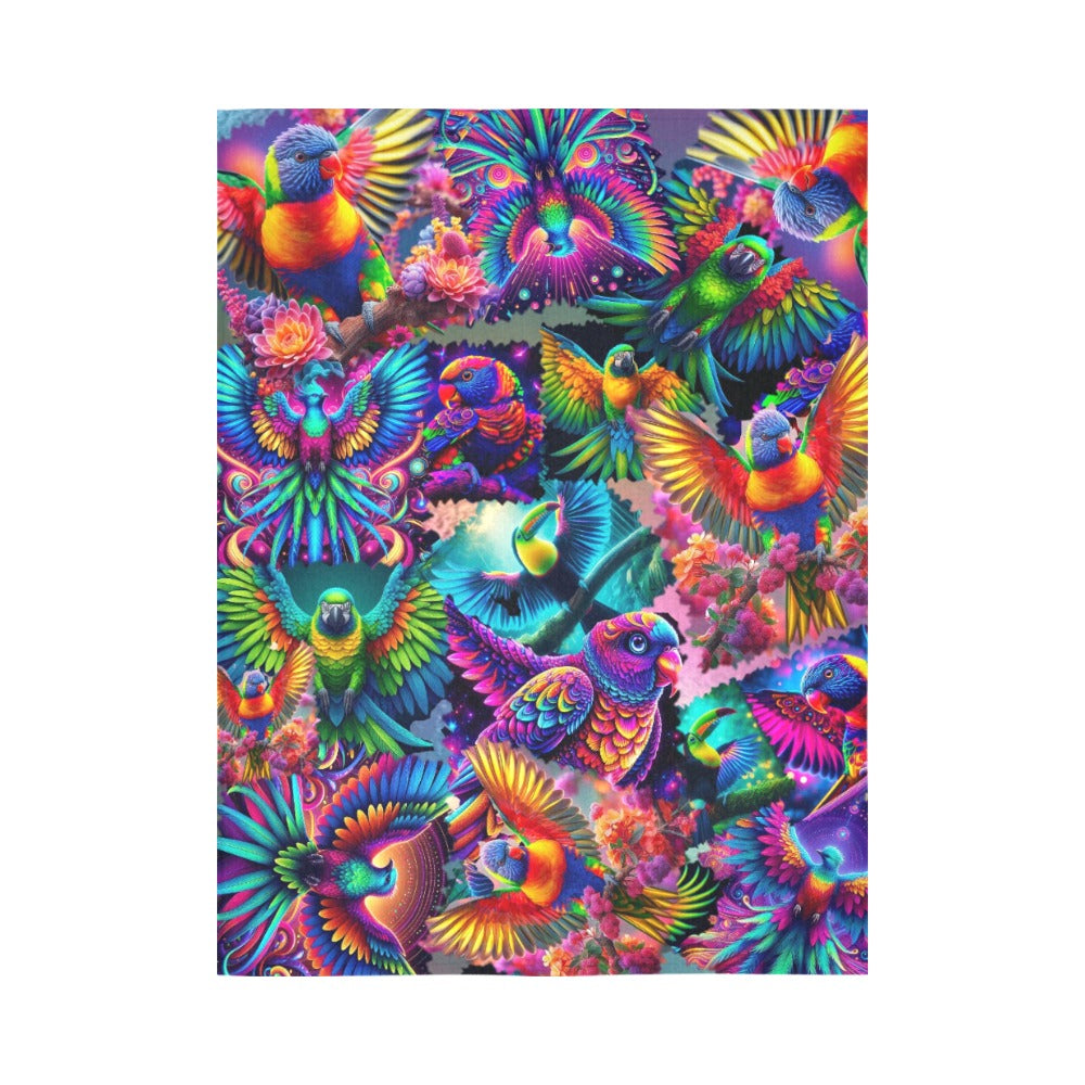 “Neon Aviary” Wall Tapestry 60” X 80”