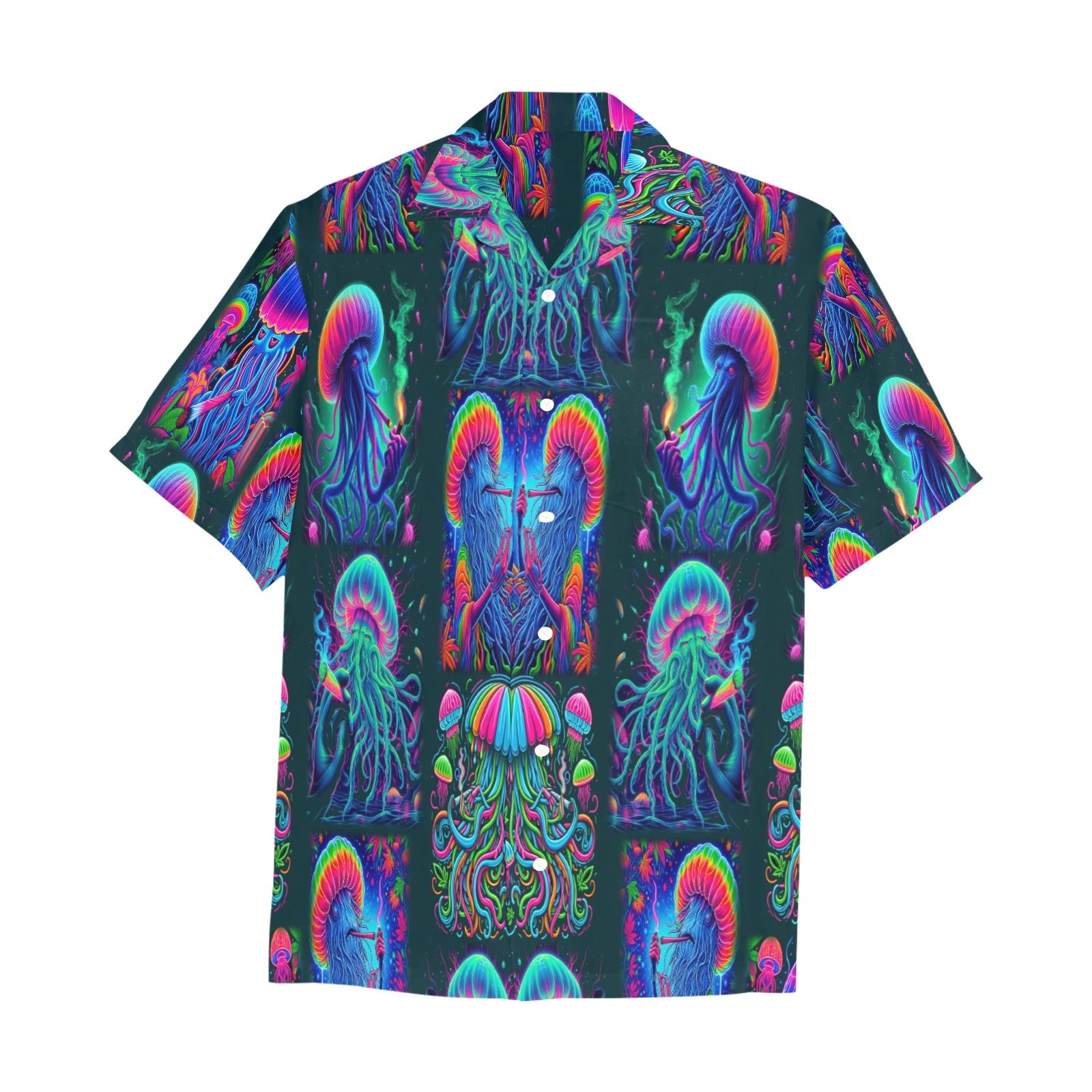 “Psychedelic Toking Jellyfish“ Men’s Lounge Shirt – Sizes S- 5XL