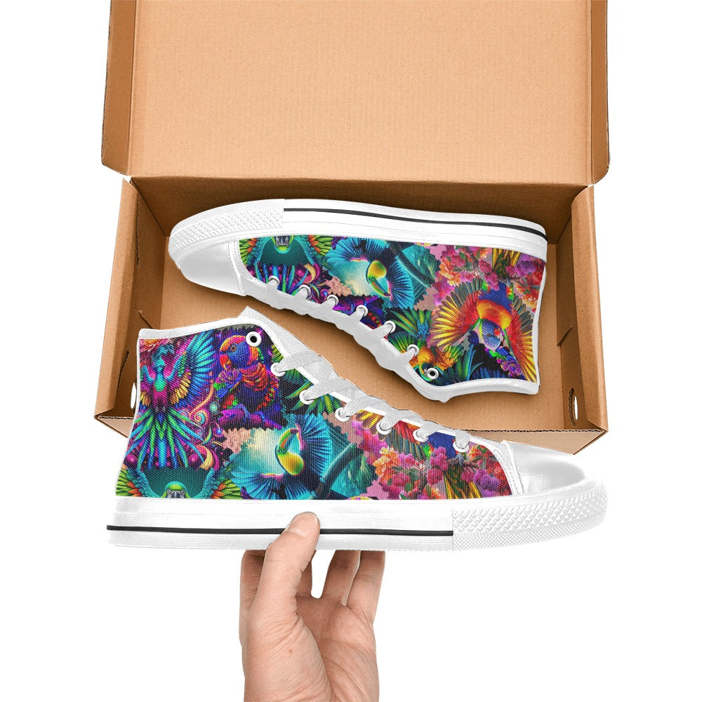 “Neon Aviary” Men’s Aquila High Top Canvas Shoes