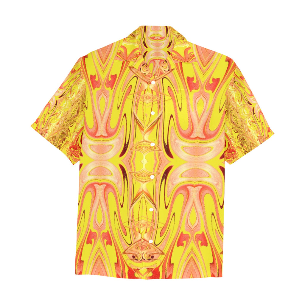 “Fire and Gold” Men’s Designer Lounge Shirt with Pocket – 90 Degree Yellow