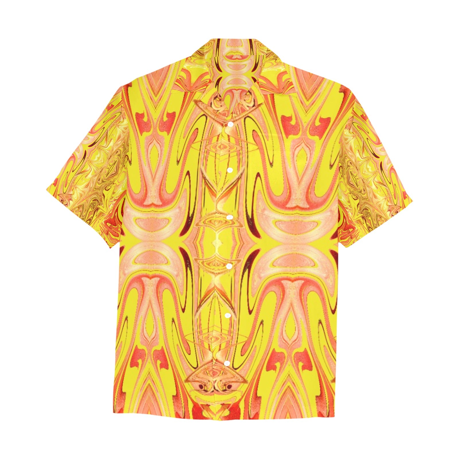 “Fire and Gold” Men’s Designer Lounge Shirt with Pocket – 90 Degree Yellow