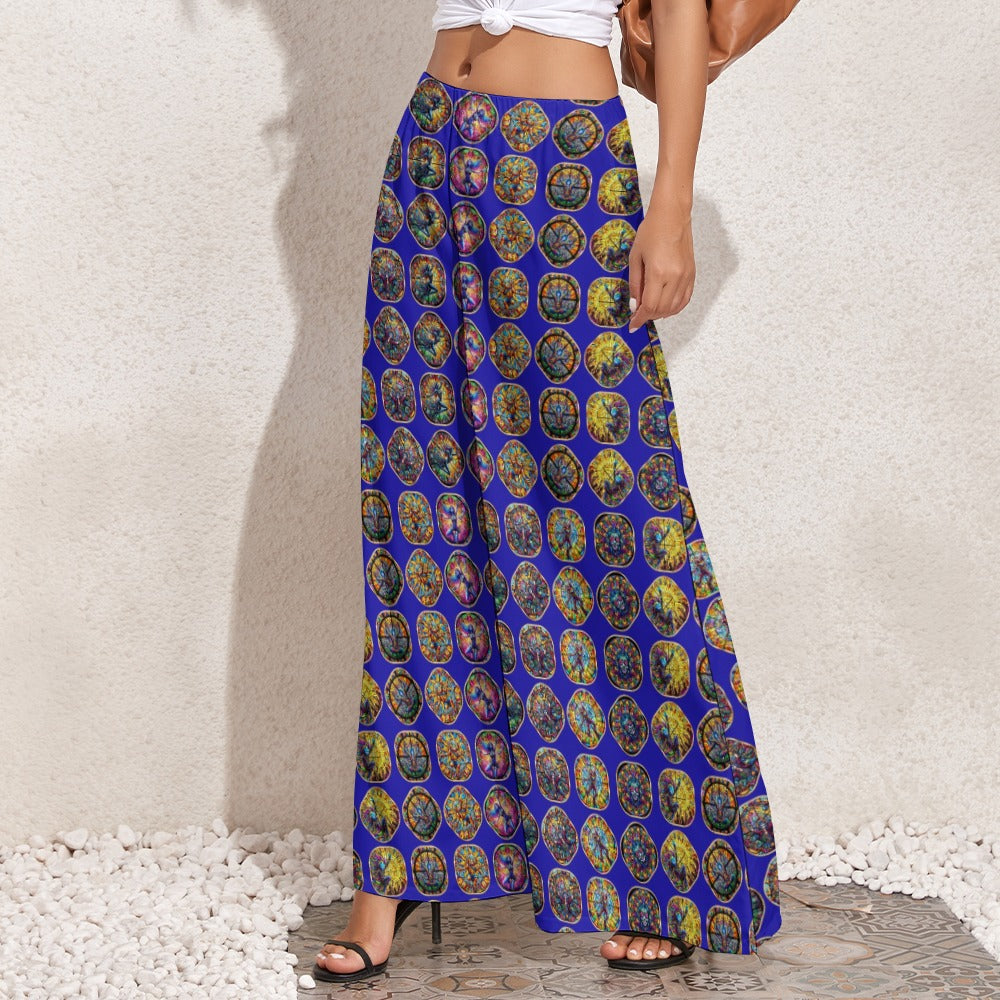 "Stained Glass Psychedelic Ravers” Women’s Extra Wide Leg Pants